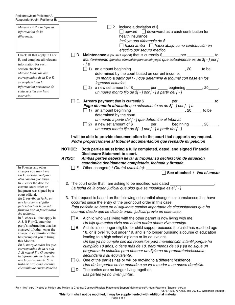 Form Fa 4170v Fill Out Sign Online And Download Printable Pdf Wisconsin Templateroller 4775