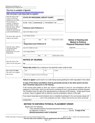 Form FA-609 Notice of Hearing and Motion to Enforce Physical Placement Order - Wisconsin