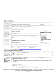 Document preview: Form FA-604B Order on Stipulation to Change - Wisconsin