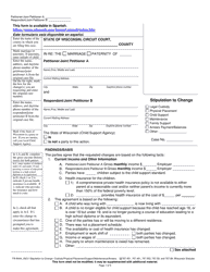 Document preview: Form FA-604A Stipulation to Change - Wisconsin