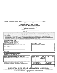 Form CV-414 Injunction - Child Abuse - Wisconsin (English/Spanish)