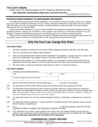 Form CV-413 Temporary Restraining Order (Temporary Order of Protection) and Notice of Injunction Hearing (Child Abuse) - Wisconsin, Page 2