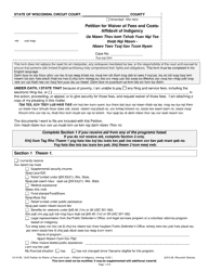 Document preview: Form CV-410A Petition for Waiver of Fees and Costs - Affidavit of Indigency - Wisconsin (English/Hmong)