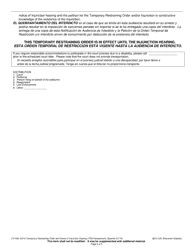 Form CV-406 Temporary Restraining Order (Temporary Order of Protection) and Notice of Injunction Hearing (Harassment) - Wisconsin (English/Spanish), Page 5