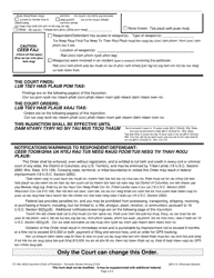 Form CV-404 Injunction - Domestic Abuse - Wisconsin (English/Hmong), Page 2