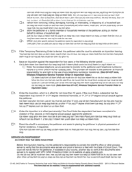 Form CV-402 Petition for Temporary Restraining Order and/or Petition and Motion for Injunction Hearing (Domestic Abuse) - Wisconsin (English/Hmong), Page 4