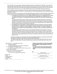 Form CV-402 Petition for Temporary Restraining Order and/or Petition and Motion for Injunction Hearing (Domestic Abuse) - Wisconsin (English/Hmong), Page 5