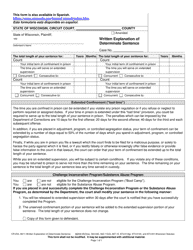 Document preview: Form CR-234 Written Explanation of Determinate Sentence - Wisconsin