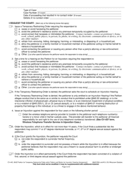 Form CV-405 Petition for Temporary Restraining Order and/or Petition and Motion for Injunction Hearing (Harassment) - Wisconsin, Page 2