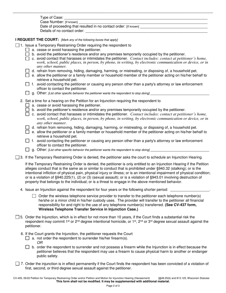 Form CV-405 Download Printable PDF or Fill Online Petition for ...