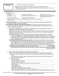 Form CV-405 Petition for Temporary Restraining Order and/or Petition and Motion for Injunction Hearing (Harassment) - Wisconsin (English/Hmong), Page 2
