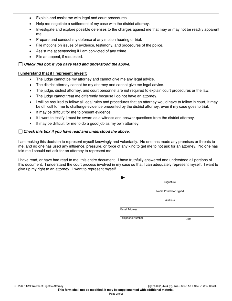 Form CR-226 - Fill Out, Sign Online and Download Printable PDF ...