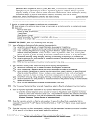 Form CV-402 Petition for Temporary Restraining Order and/or Petition and Motion for Injunction Hearing (Domestic Abuse) - Wisconsin, Page 2