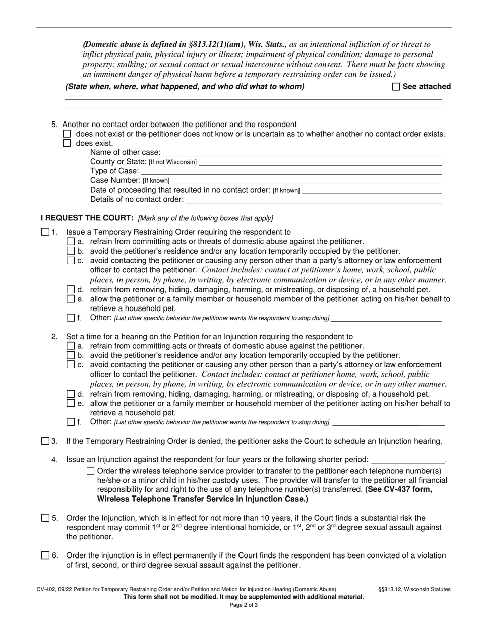 Form CV-402 - Fill Out, Sign Online And Download Printable PDF ...