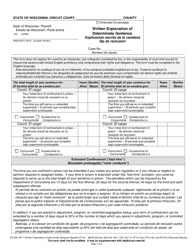 Document preview: Form CR-234 Written Explanation of Determinate Sentence - Wisconsin (English/Spanish)
