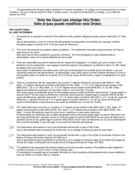 Form CV-404 Injunction - Domestic Abuse - Wisconsin (English/Spanish), Page 3