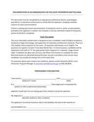 Document preview: Documentation of Accommodation for the Court Interpreter Written Exam - Wisconsin