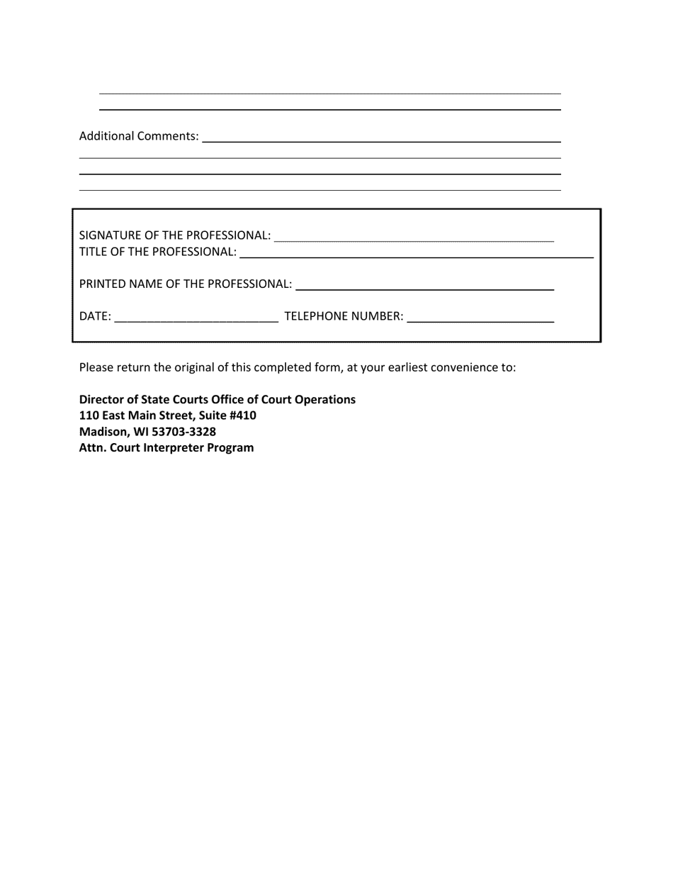 Wisconsin Documentation of Accommodation for the Court Interpreter Oral Wisconsin Documentation of Accommodation for the Court Interpreter Oral