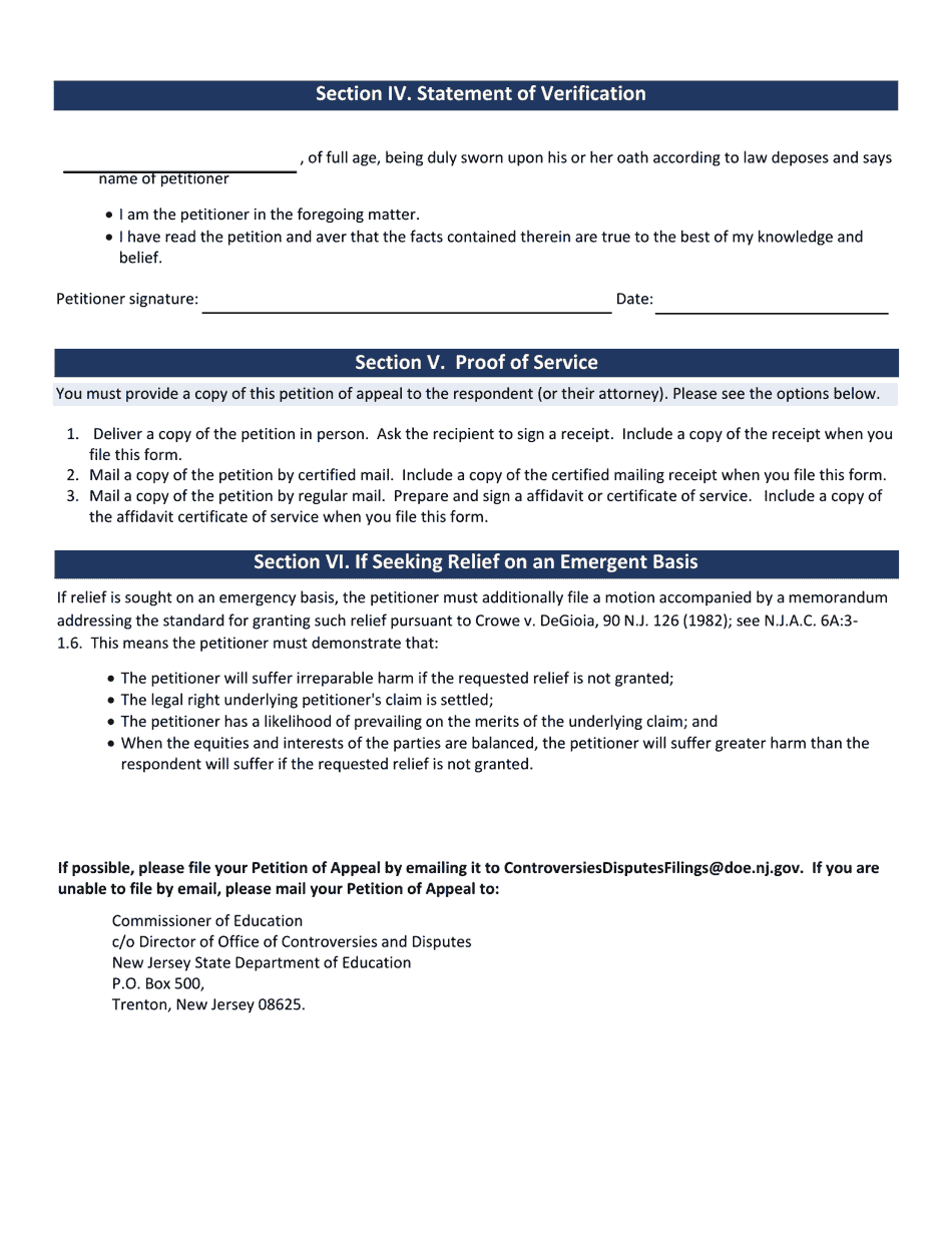 Pro Se Petition of Appeal - New Jersey, Page 2