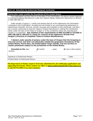 Non-participating Manufacturer Certification for Listing on the Oregon Tobacco Directory - Oregon, Page 7