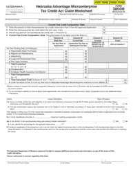 Document preview: Form 3800N Worksheet M Nebraska Advantage Microenterprise Tax Credit Act Claim Worksheet - Nebraska