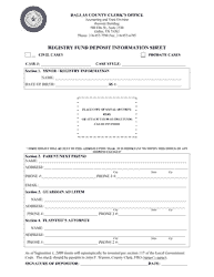 Document preview: Registry Fund Deposit Information Sheet - Dallas County, Texas