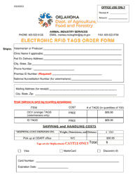 Document preview: Electronic Rfid Tags Order Form - Oklahoma
