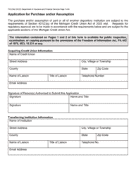 Document preview: Form FIS2342 Application for Purchase and/or Assumption - Michigan