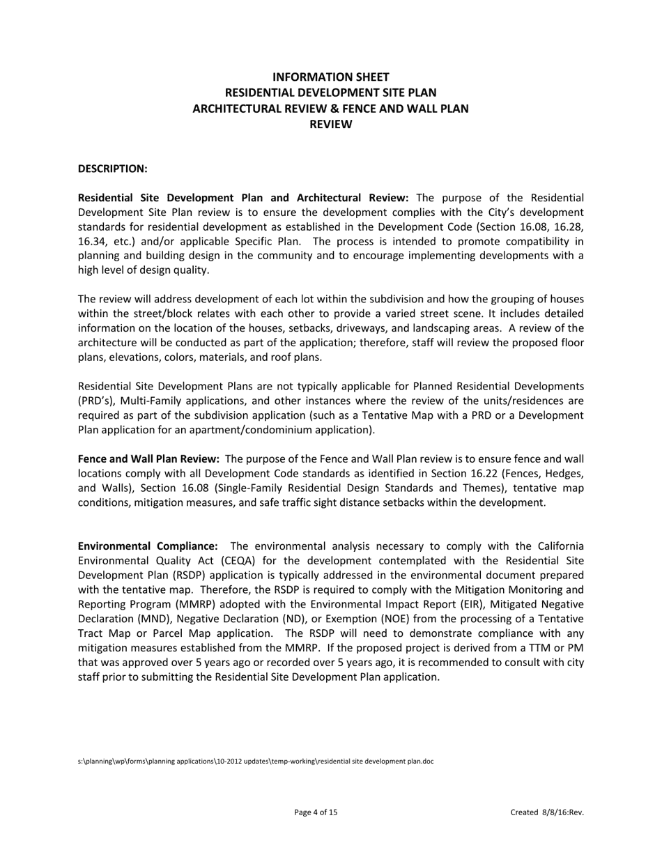 Development Plan Application for Residential Tract Development (Residential Site Development / Architectural Review / Fence  Wall Plan) - City of Murrieta, California, Page 4