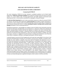 Document preview: Release and Waiver of Liability and Assumption of Risk Agreement - Coronavirus/Covid-19 - City of Murrieta, California