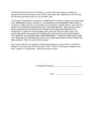 Complaint Investigation Form - City of Murrieta, California, Page 2