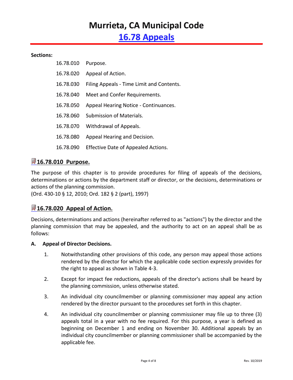 Form DS-210 Application for Appeal - City of Murrieta, California, Page 4