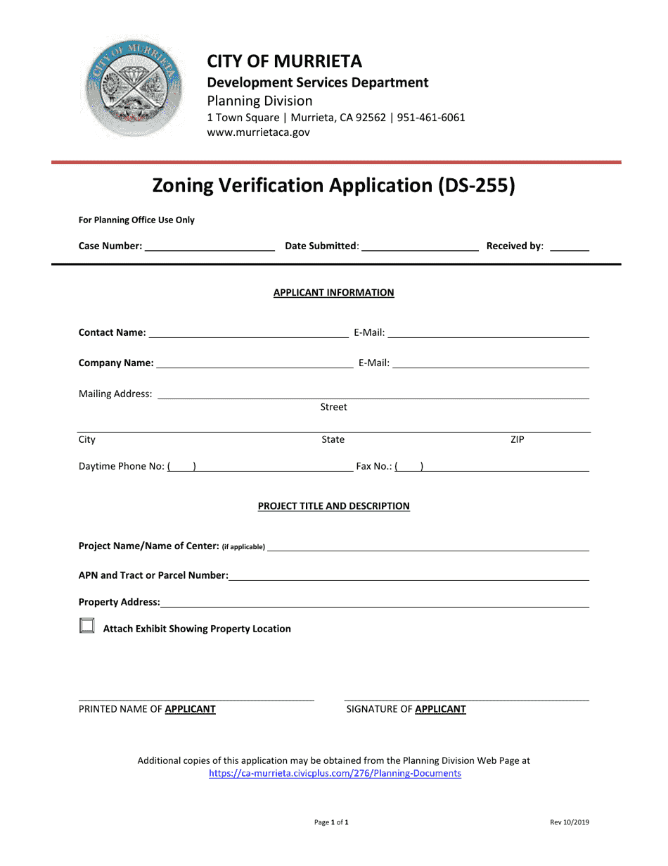 Form DS255 Fill Out, Sign Online and Download Fillable PDF, City of
