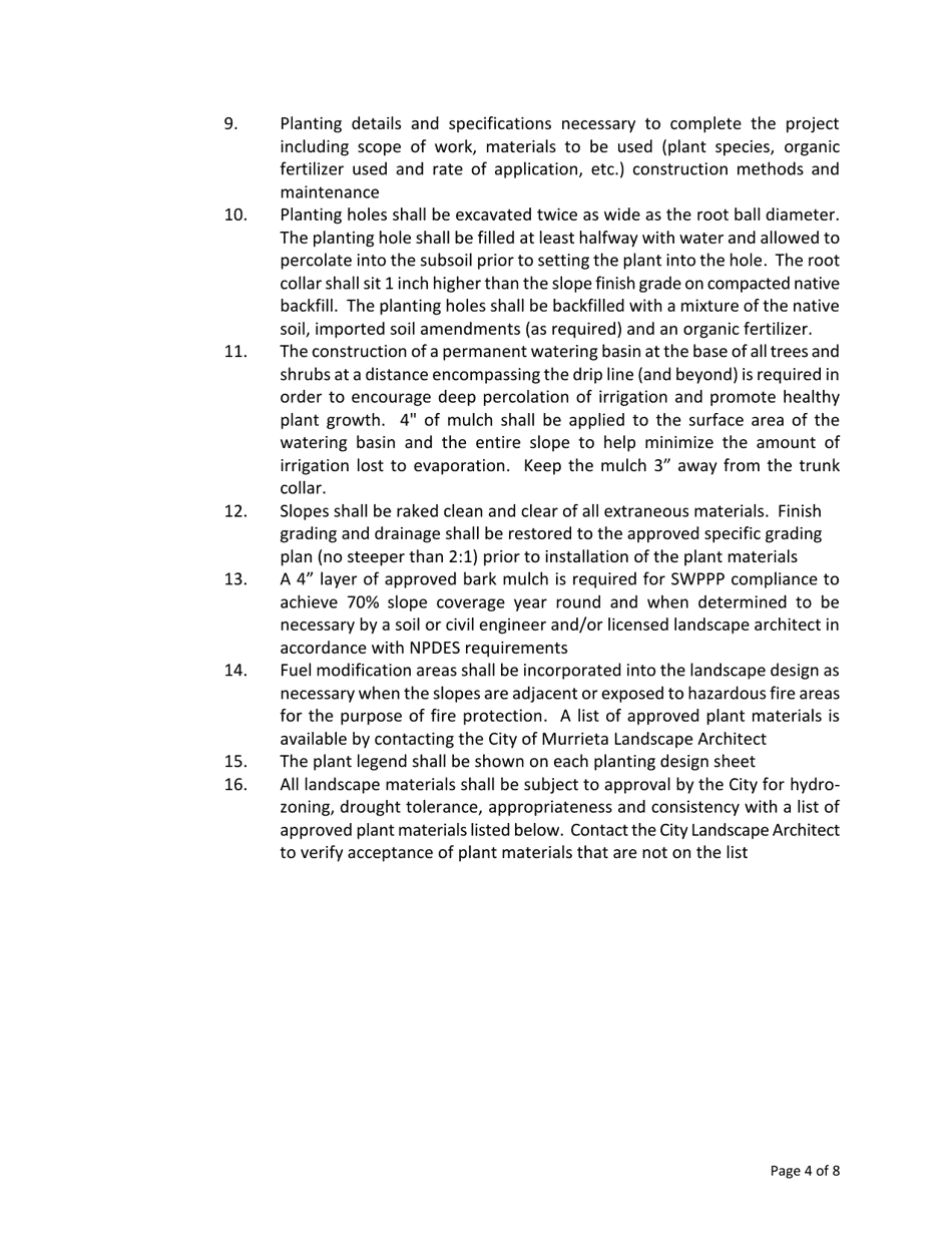 Requirements for Subdivision Tract and Commercial Slopes - City of Murrieta, California, Page 5