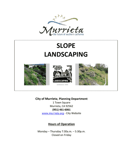 Requirements for Subdivision Tract and Commercial Slopes - City of Murrieta, California Download Pdf