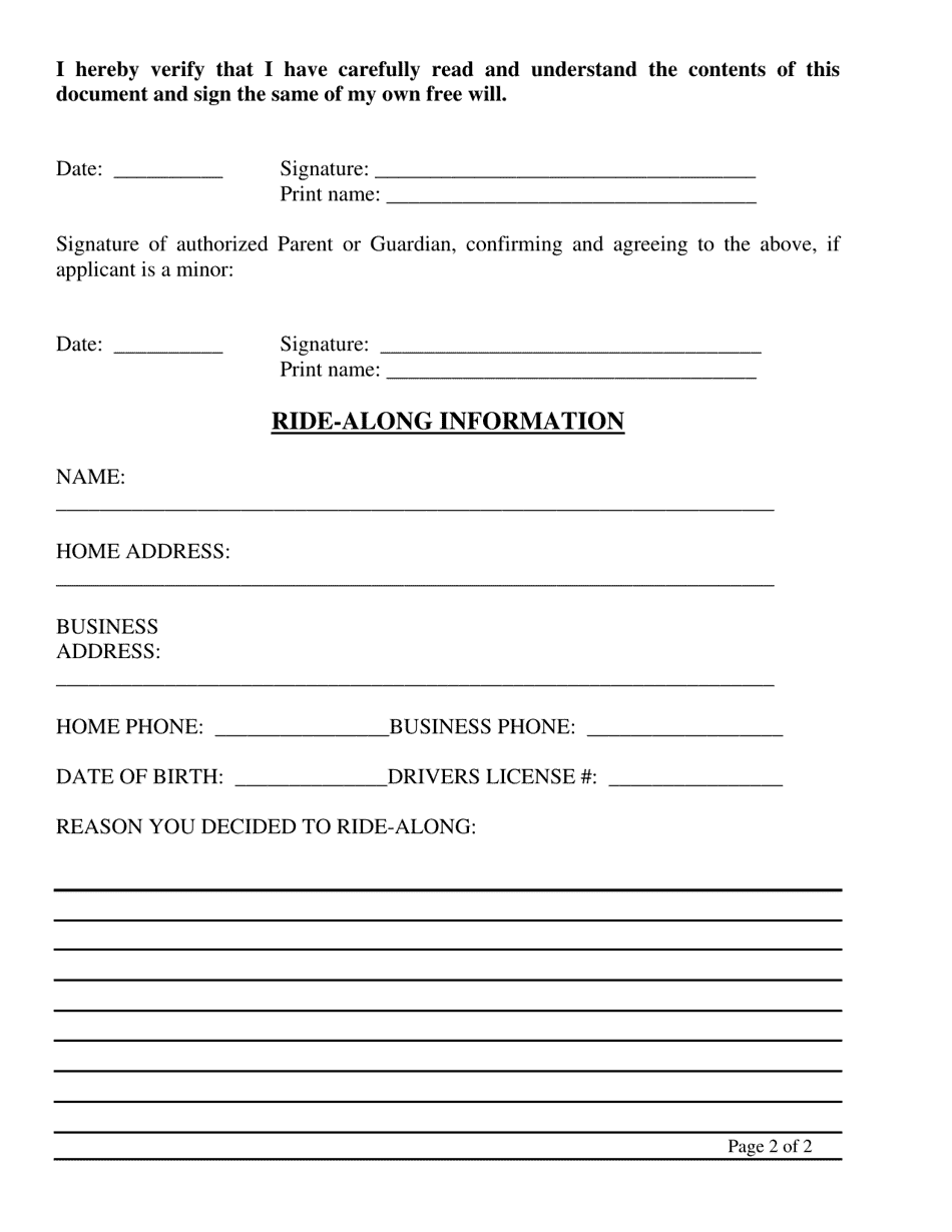 City of Murrieta, California Ride Along Request Form Fill Out, Sign