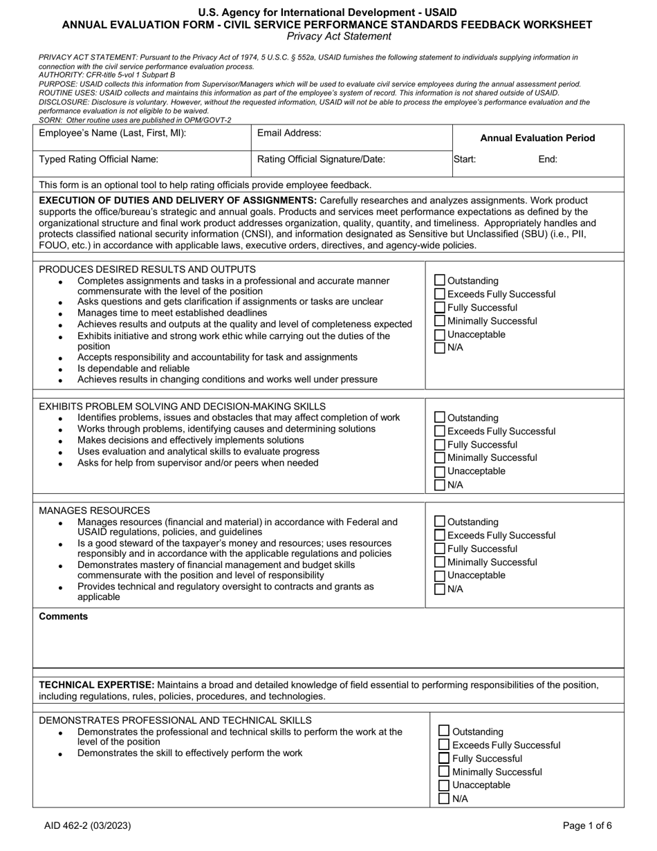 Form AID4622 Download Fillable PDF or Fill Online Annual Evaluation
