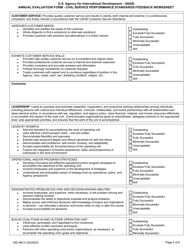 Form AID462-2 Annual Evaluation Form - Civil Service Performance Standards Feedback Worksheet, Page 4