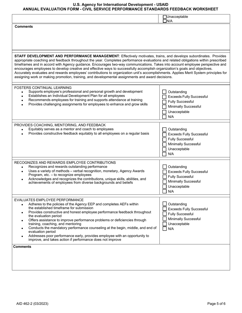 Form AID462-2 Download Fillable PDF or Fill Online Annual Evaluation ...