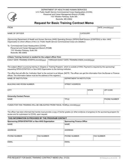 Request for Basic Training Contract Memo