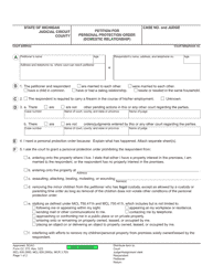 Document preview: Form CC375 Petition for Personal Protection Order (Domestic Relationship) - Michigan