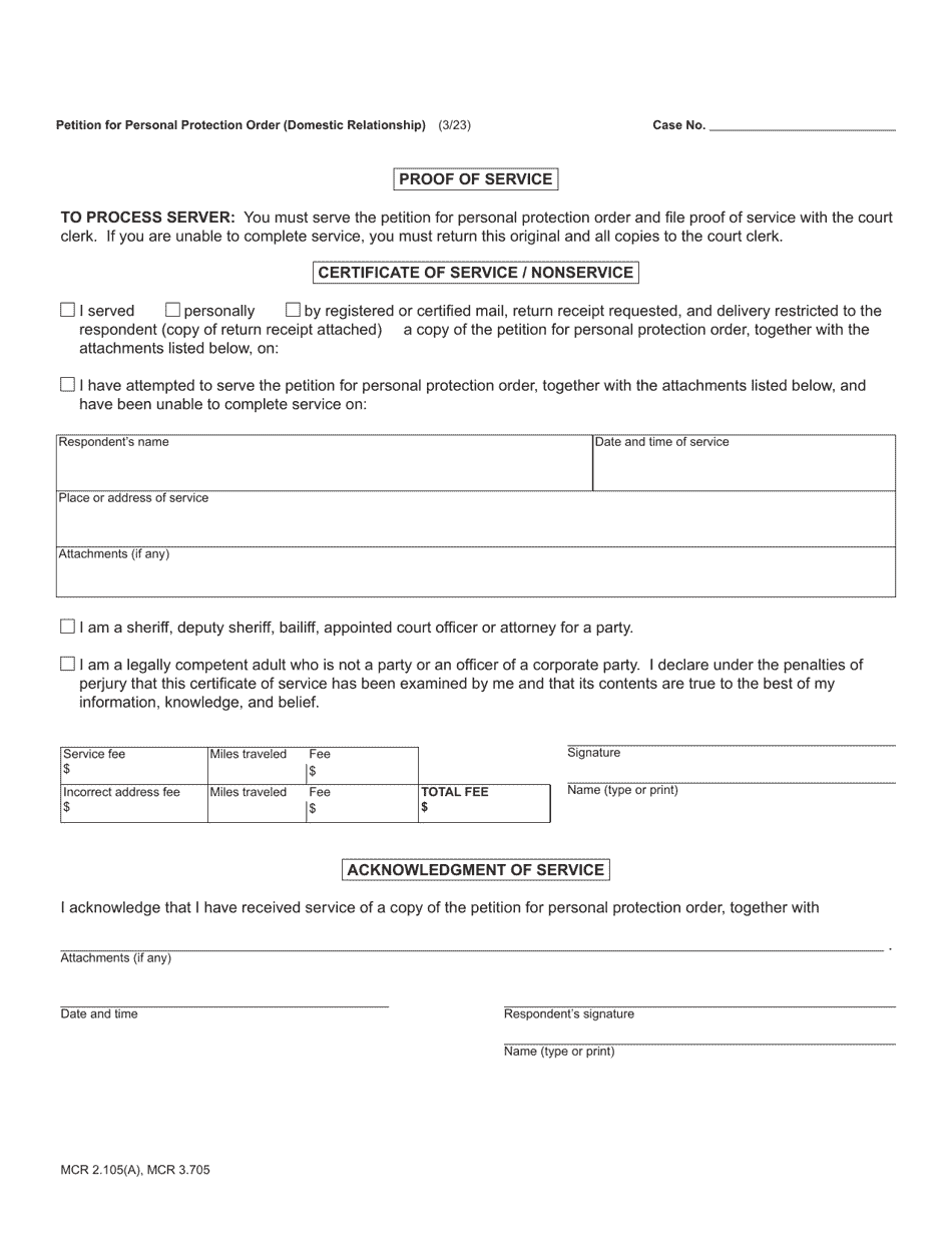 Form CC375 Petition for Personal Protection Order (Domestic Relationship) - Michigan, Page 3
