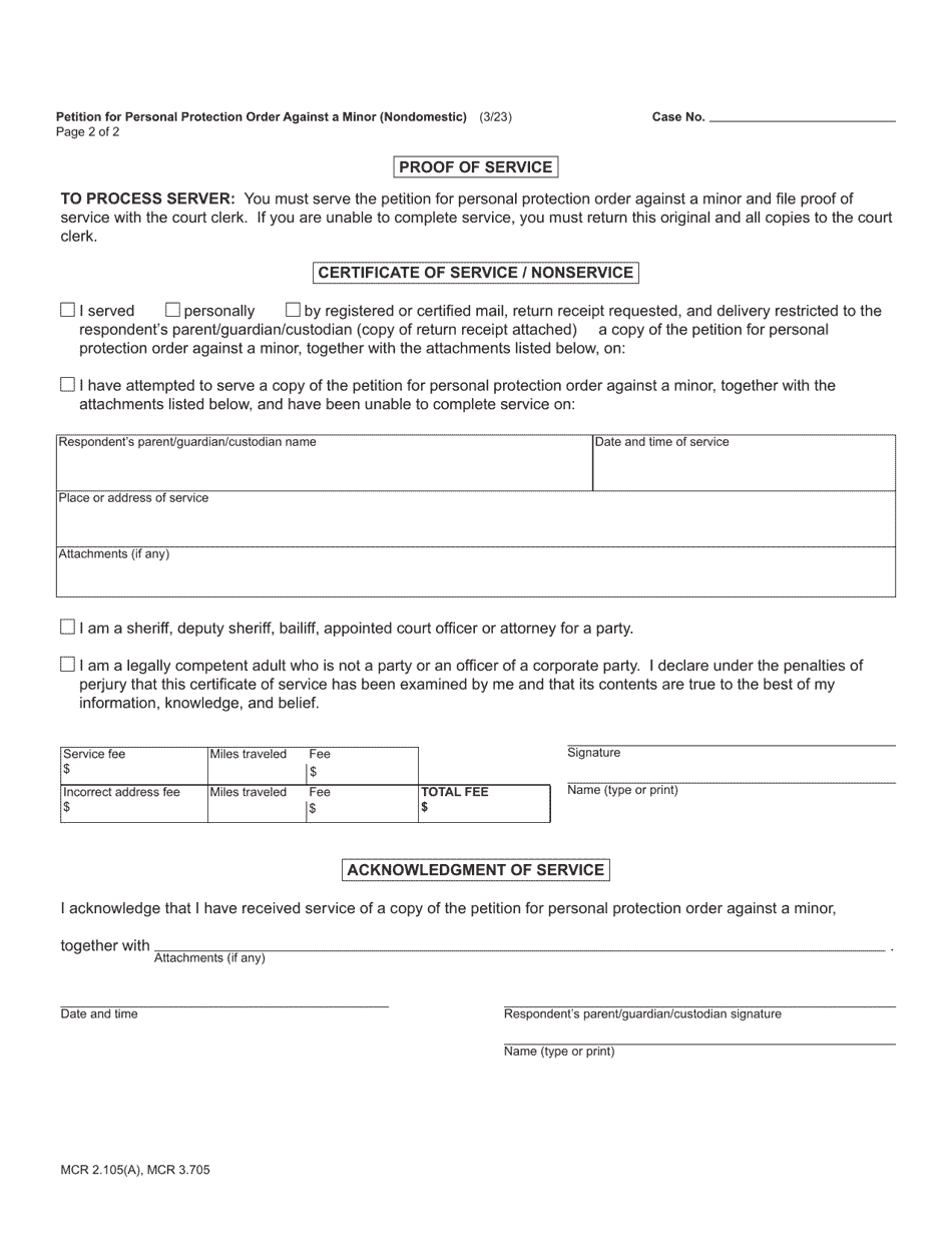 Form CC377M Petition for Personal Protection Order Against a Minor (Nondomestic) - Michigan, Page 4