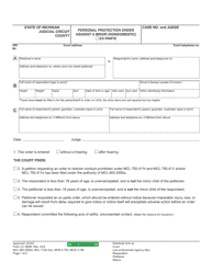 Document preview: Form CC380M Personal Protection Order Against a Minor (Nondomestic) - Michigan