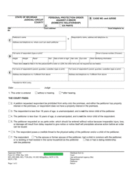 Form CC376M Personal Protection Order Against a Minor (Domestic Relationship) - Michigan