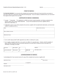 Form DC118 Complaint and Summons Regarding Dangerous Animal - Michigan, Page 3