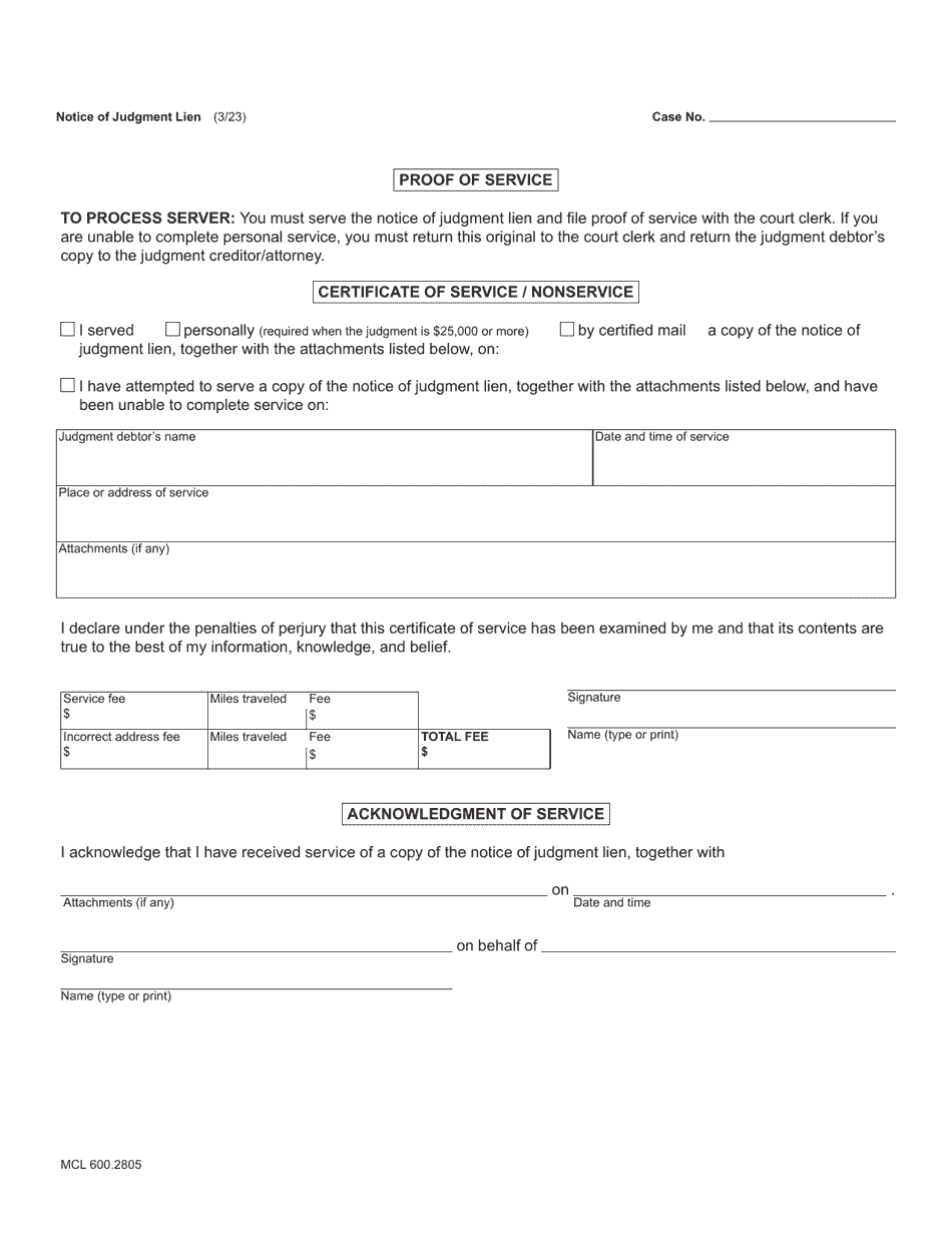 Form MC94 Download Fillable PDF or Fill Online Notice of Judgment Lien ...