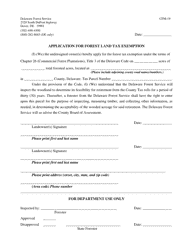 Document preview: Application for Forest Land Tax Exemption - Delaware