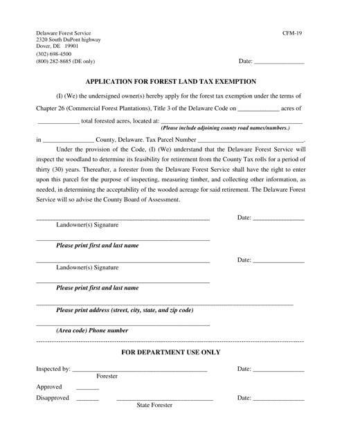 Application for Forest Land Tax Exemption - Delaware Download Pdf