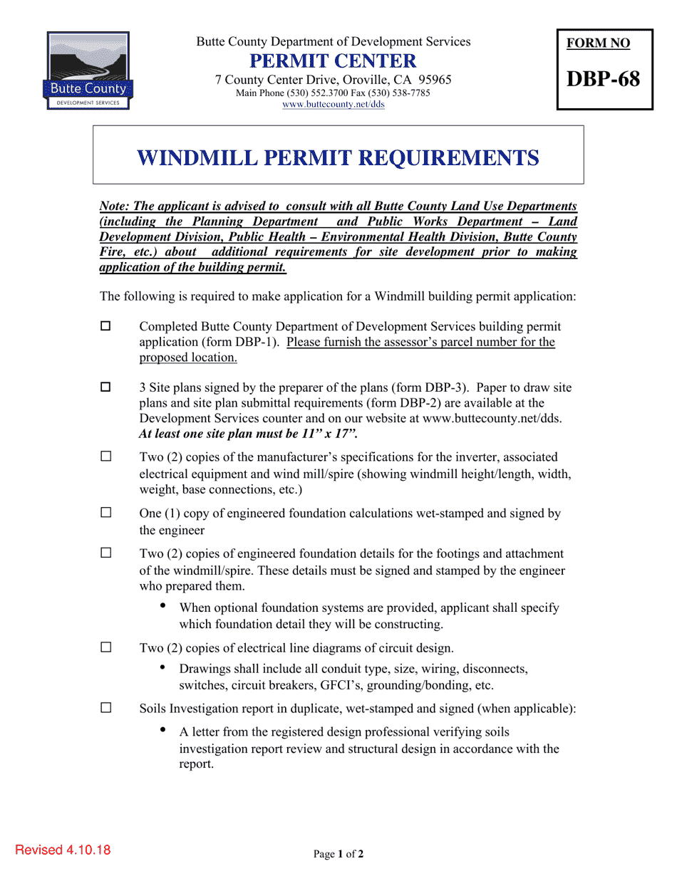 Windmill requirements